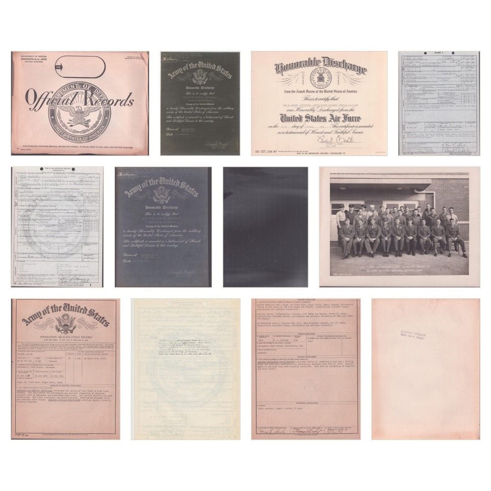 WWII 1943 Discharge Lot DD-214 Max Shrike Biggs AFB Texas Air Force Records